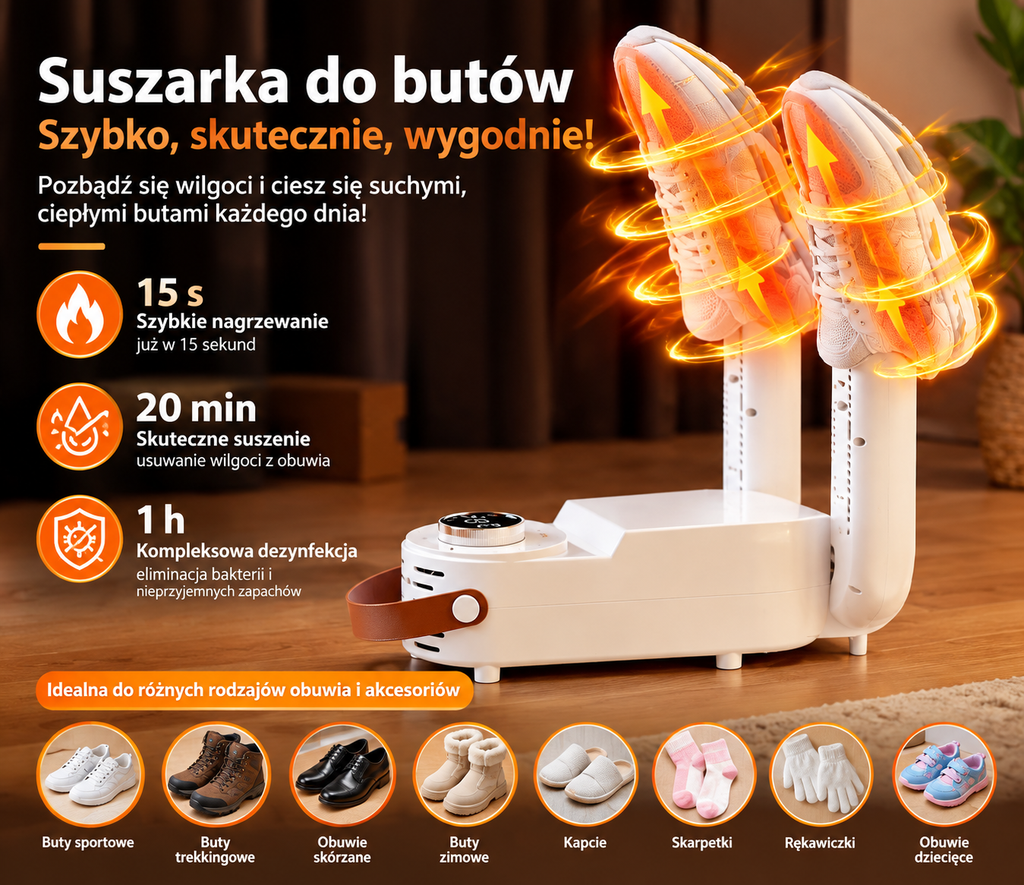 👟 SMART SUSZARKA DO BUTÓW – PRZENOŚNA SUSZARKA I OGRZEWACZ DO OBUWIA